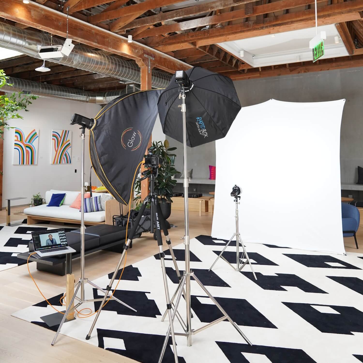 team headshot photography setup