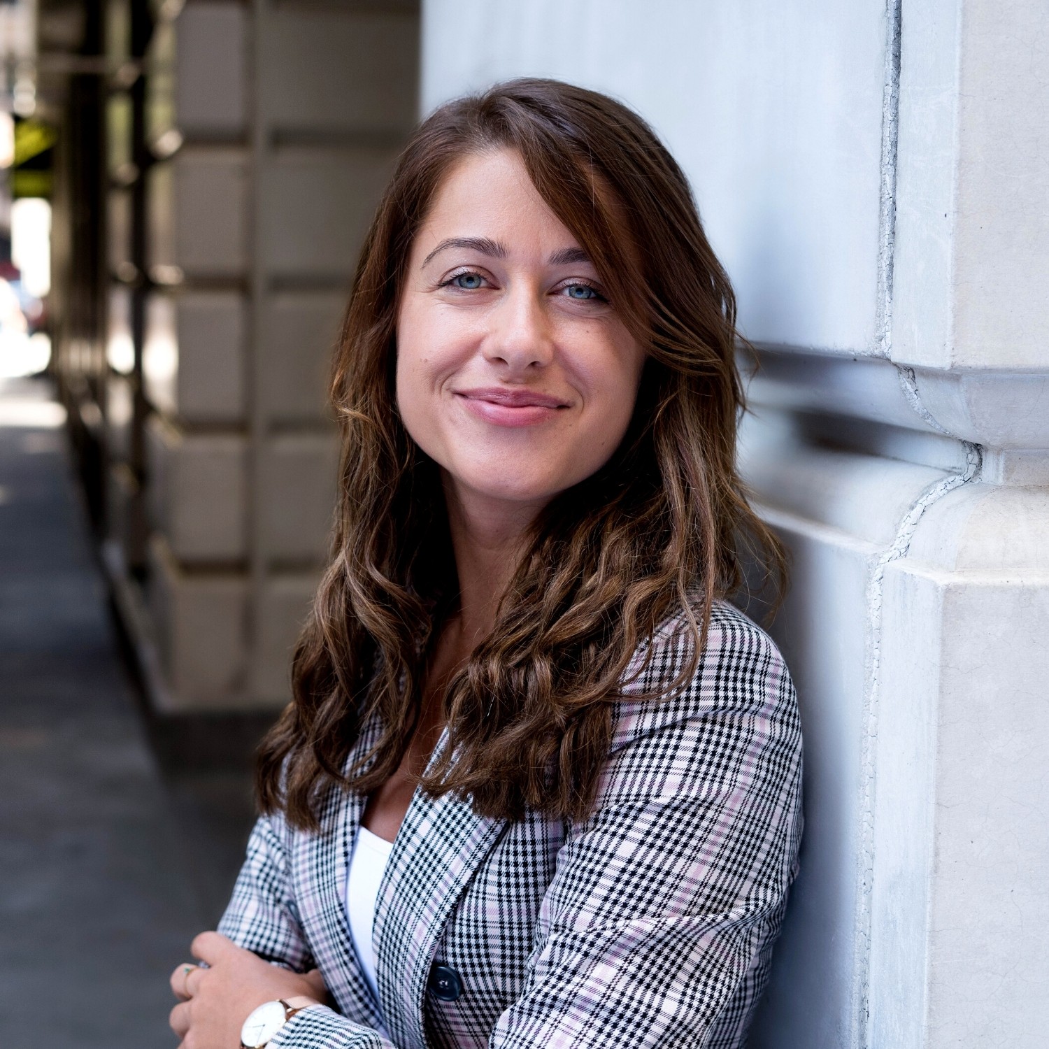 female executive headshot relaxed