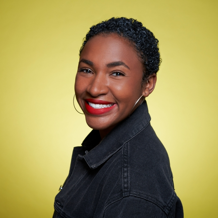 yellow background professional headshot